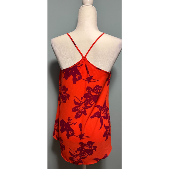 Banana Republic Womens Extra Small Tank Top Tropical Floral Vacation Chiffon - Picture 2 of 6